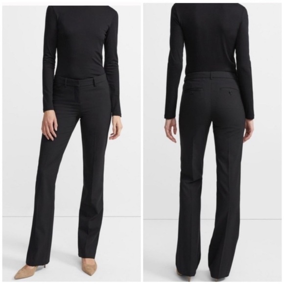 THEORY Wool Relaxed Fit Straight Trouser Pants In Black Size 2 - Picture 9 of 11